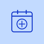 Calendar with plus symbol representing a booking