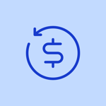 Dollar symbol with circular arrow representing refunds or returns