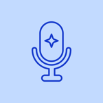 Microphone icon representing AI-generated podcast content or voice-based analytics summaries.