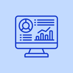 Monitor displaying audience analytics dashboard with profile information, charts, and performance trends.