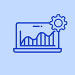 Laptop showing performance dashboard with chart trends and settings gear for configurable KPI tracking.