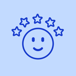 Five-star satisfaction icon representing a high-completion, low-friction user experience. Five-star satisfaction icon representing a high-completion, low-friction user experience.