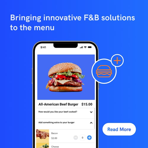 Mobile food and beverage ordering platform with menu customisation, upselling options and digital ordering.