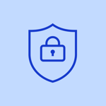 Shield with padlock symbol representing cybersecurity and data protection