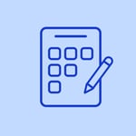 Draft scheduling icon showing a scheduling grid with an editing pencil.