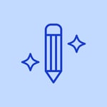 Pencil icon with decorative sparkles representing AI editing or content creation