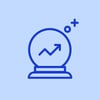Forecast icon showing an upward trend arrow inside a crystal ball.