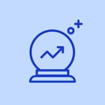 Forecast icon showing an upward trend arrow inside a crystal ball.