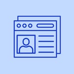 Browser window with user profile card and text content