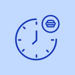 Clock icon with food order symbol indicating food and beverage ordering cut-off time