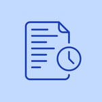 Document icon with a clock overlay indicating change tracking, version history, or timed updates.